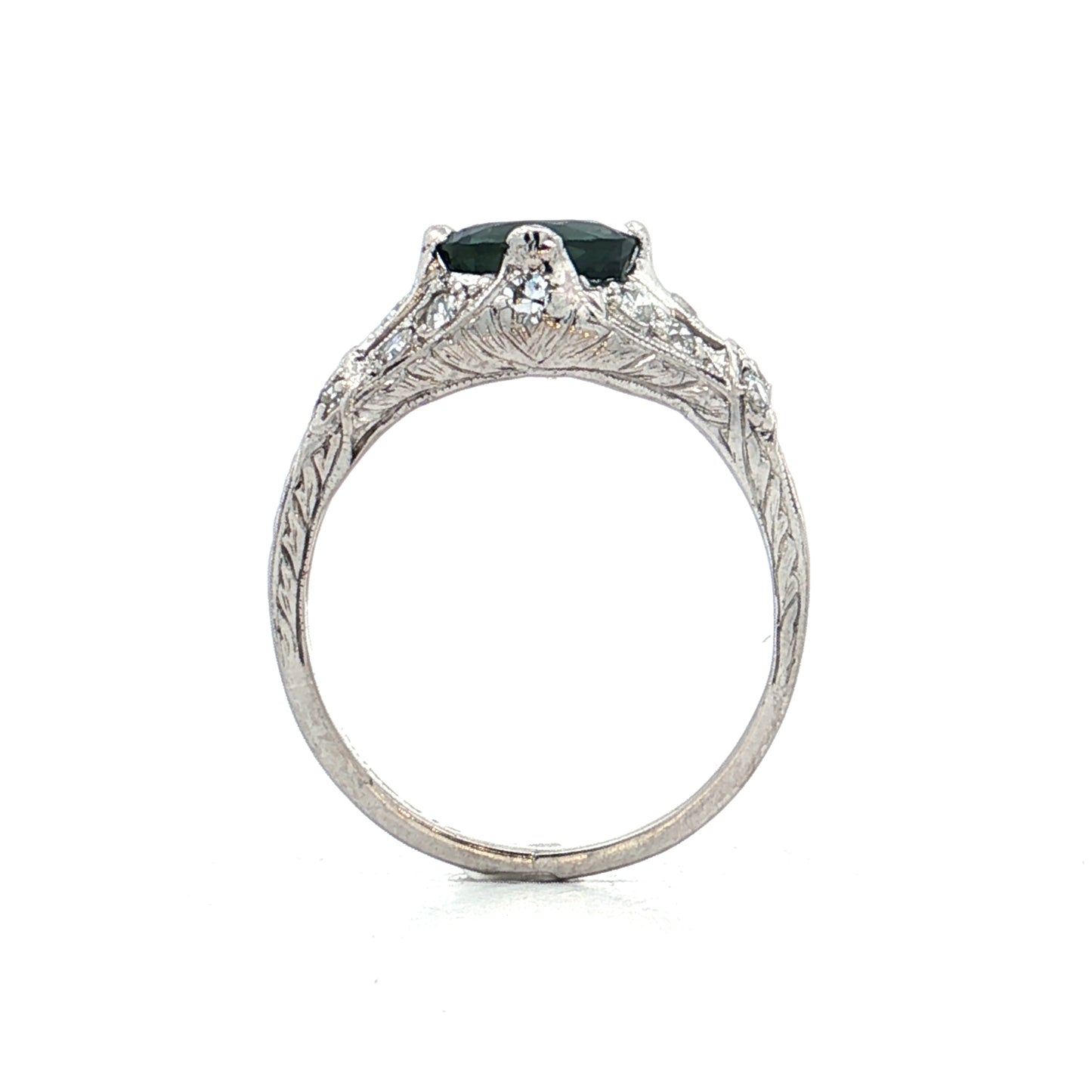 1.27 Antique Art Deco Tourmaline Engagement Ring Platinum