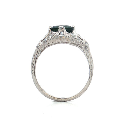 1.27 Antique Art Deco Tourmaline Engagement Ring Platinum