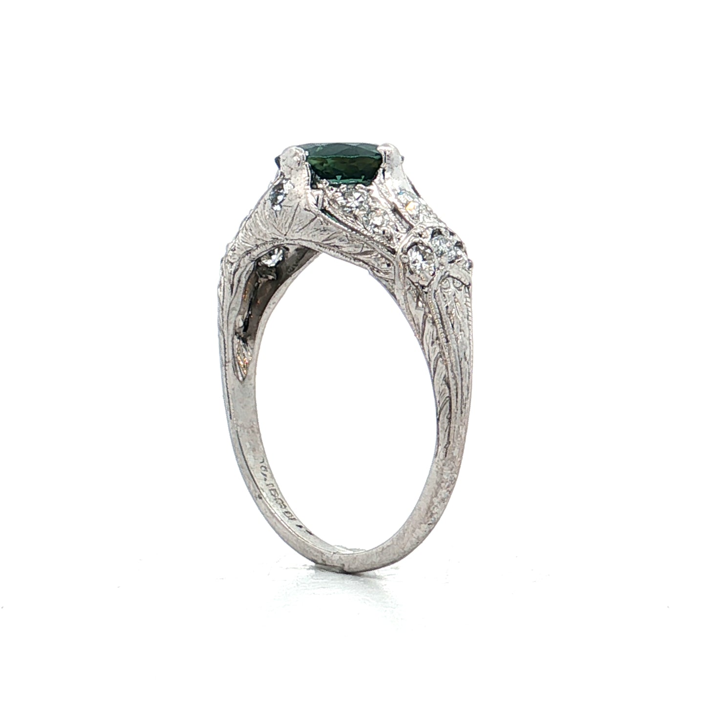 1.27 Antique Art Deco Tourmaline Engagement Ring Platinum