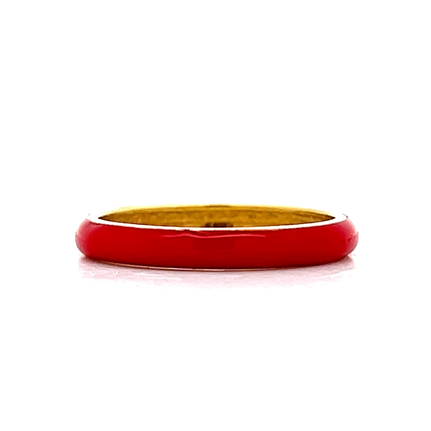 3mm Red Enamel Stacking Band in 14k Yellow Gold