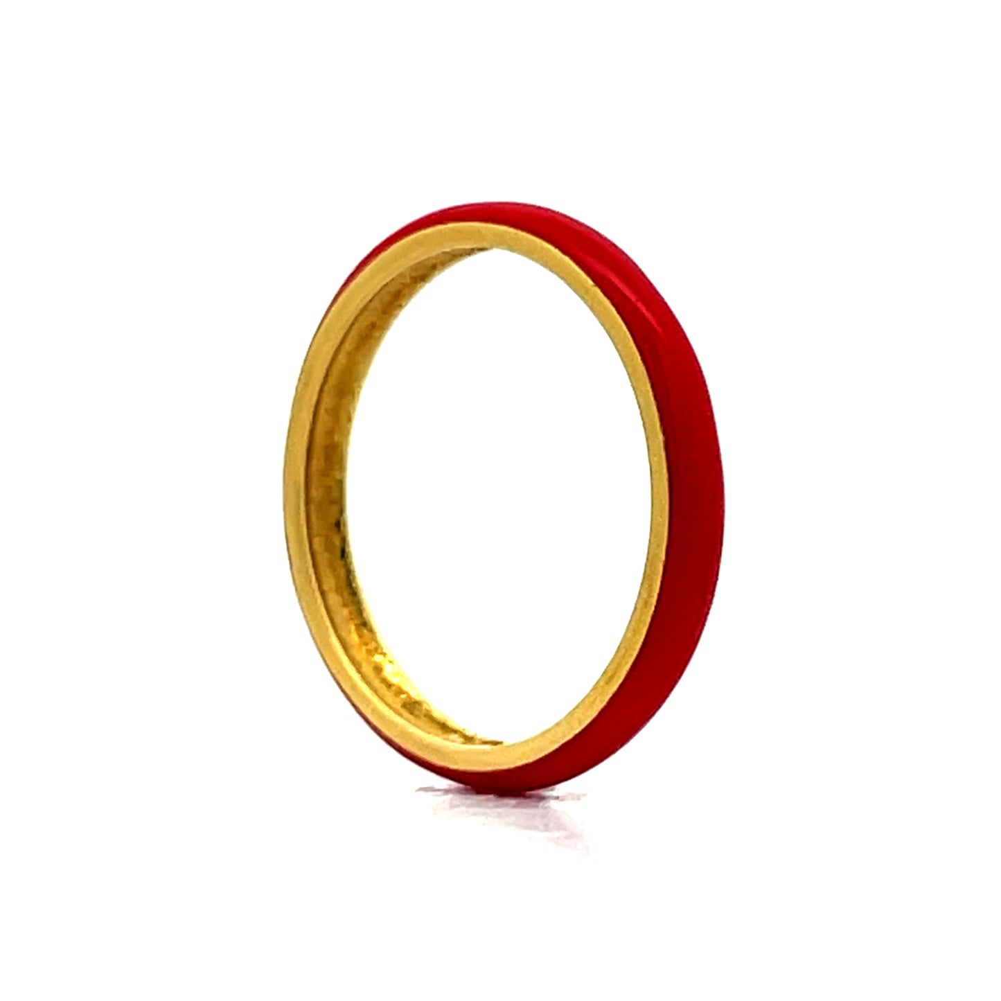 3mm Red Enamel Stacking Band in 14k Yellow Gold