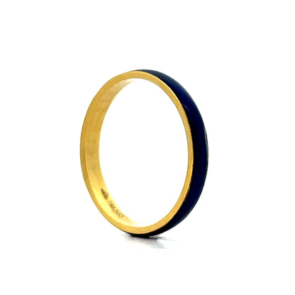 3mm Blue Enamel Stacking Band in 14k Yellow Gold