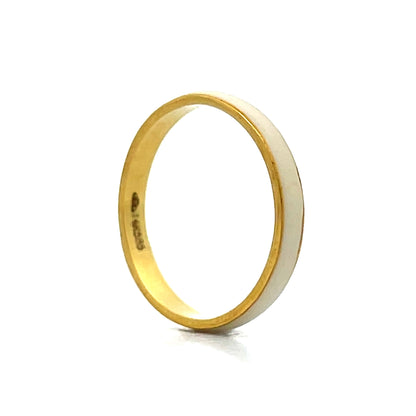 3mm White Enamel Wedding Band in 14k Yellow Gold