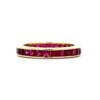 2 Carat Channel Set Ruby Eternity Band in 18k