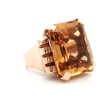 31.95 Vintage Retro Citrine Cocktail Ring 14k Rose Gold