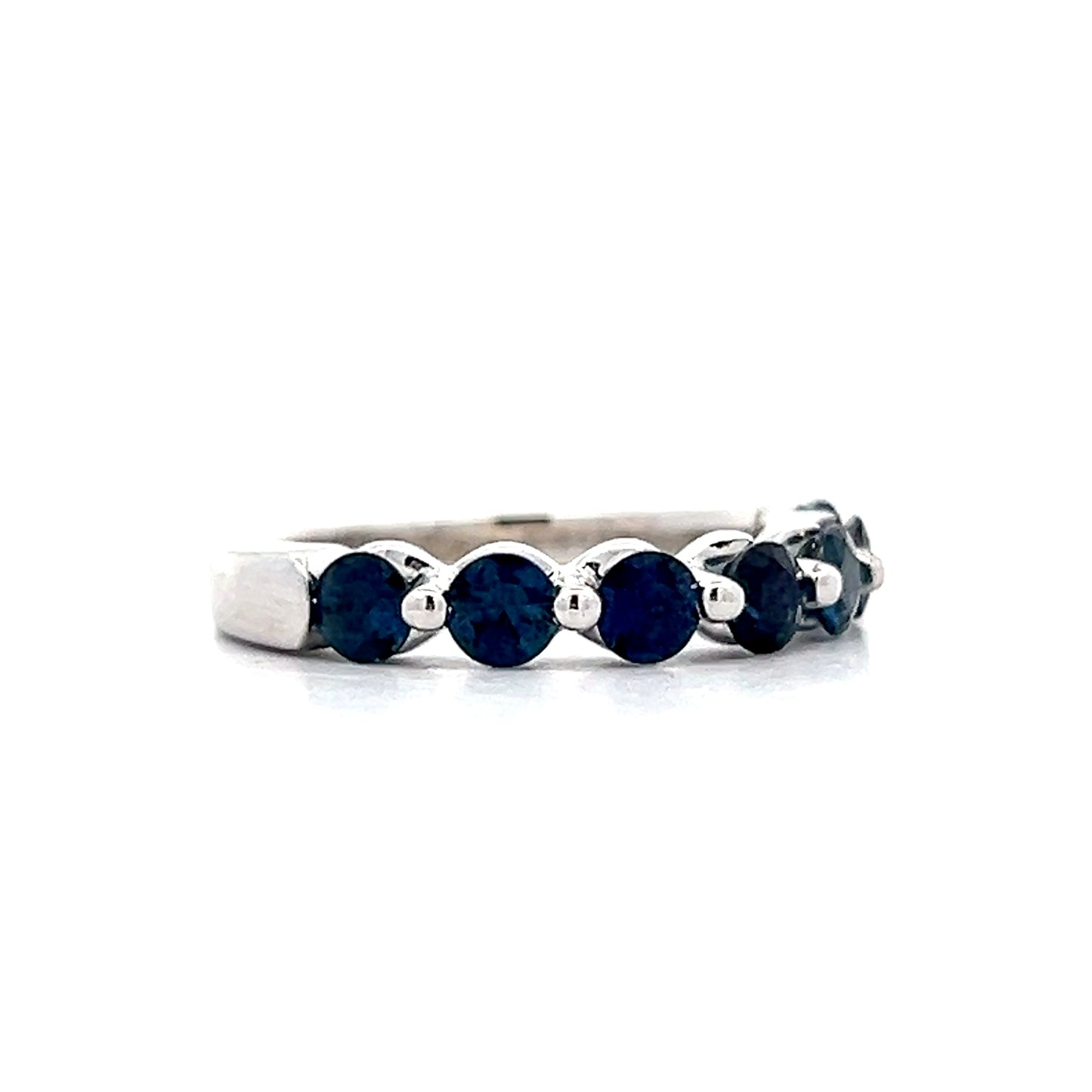 1.40 Round Cut Blue Sapphire Band in 14k