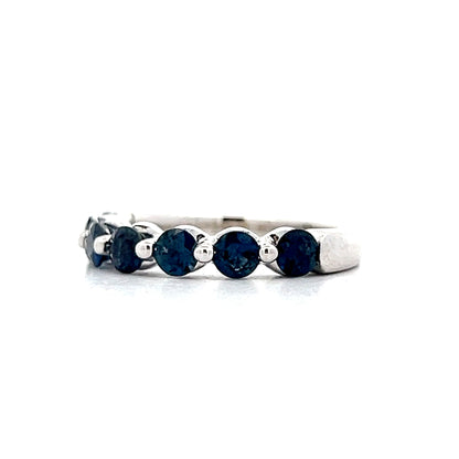 1.40 Round Cut Blue Sapphire Band in 14k