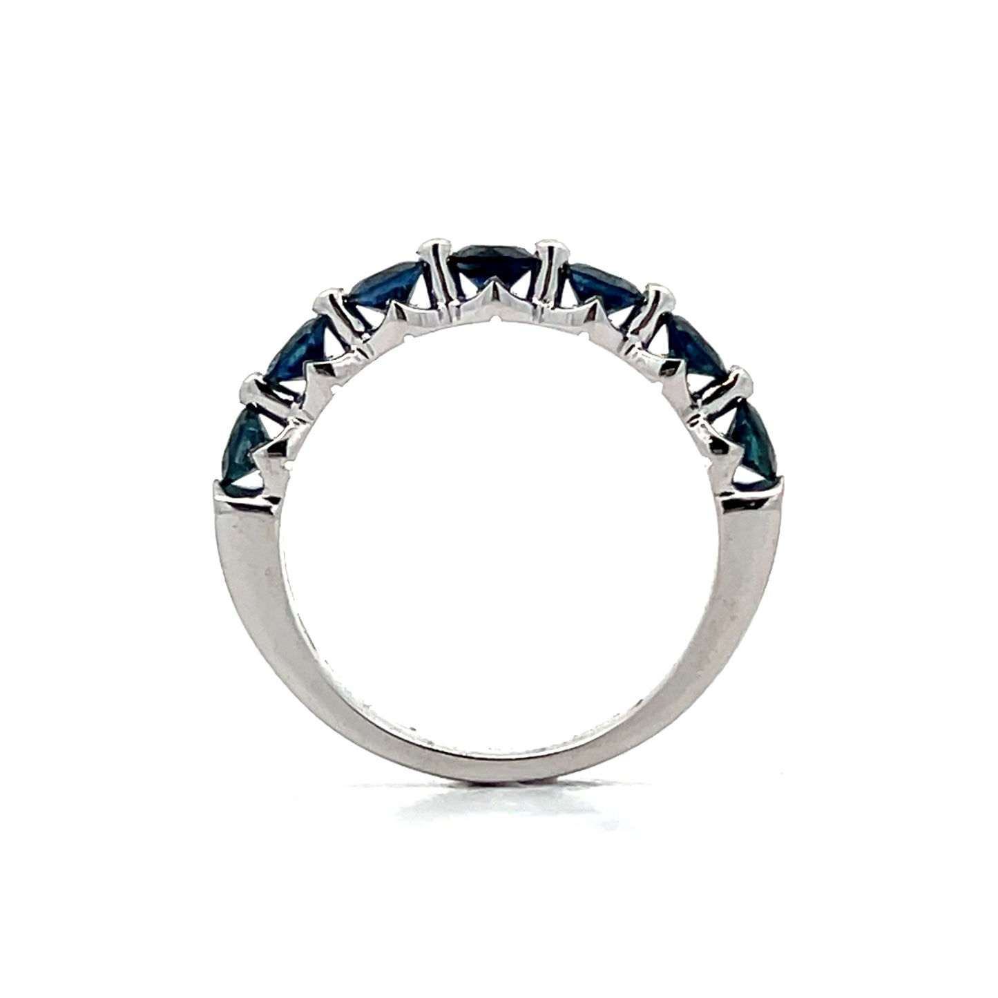 1.40 Round Cut Blue Sapphire Band in 14k