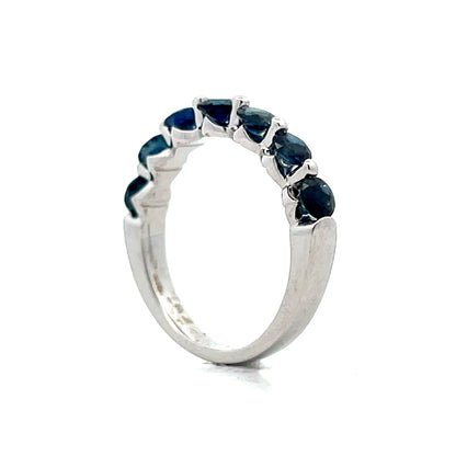 1.40 Round Cut Blue Sapphire Band in 14k