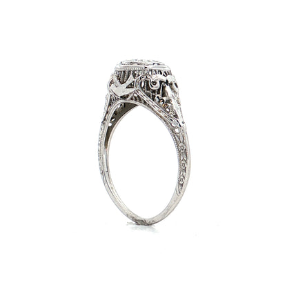 .35 Vintage Deco Diamond Filigree Engagement Ring 18k