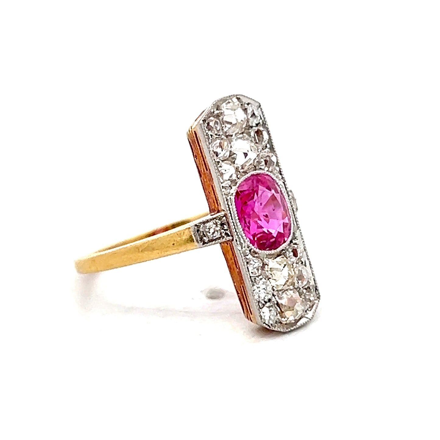 1.01 Vintage Edwardian Cocktail Ring in 18k/Platinum