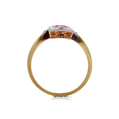 1.01 Vintage Edwardian Cocktail Ring in 18k/Platinum