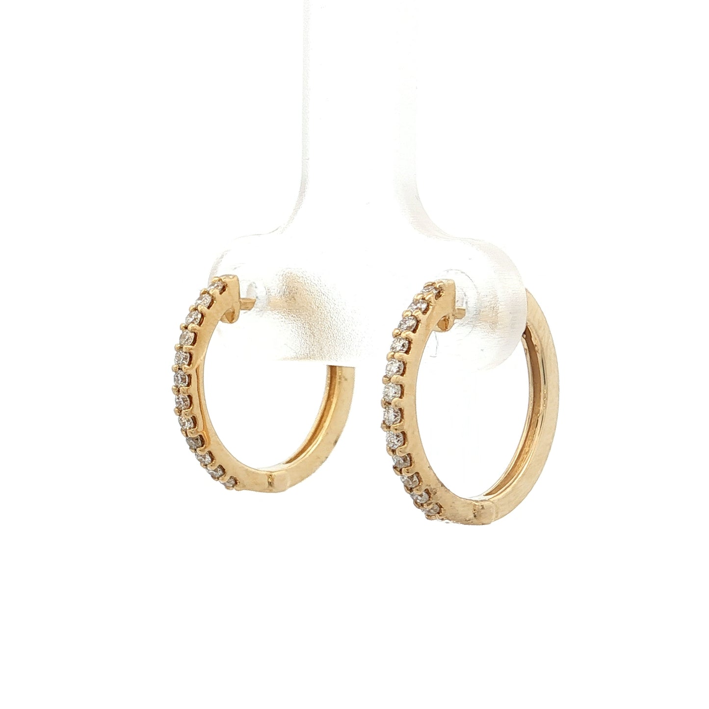 .20 Brilliant Cut Diamond Hoop Earrings 14k Yellow Gold