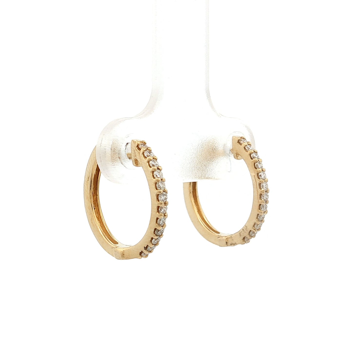 .20 Brilliant Cut Diamond Hoop Earrings 14k Yellow Gold