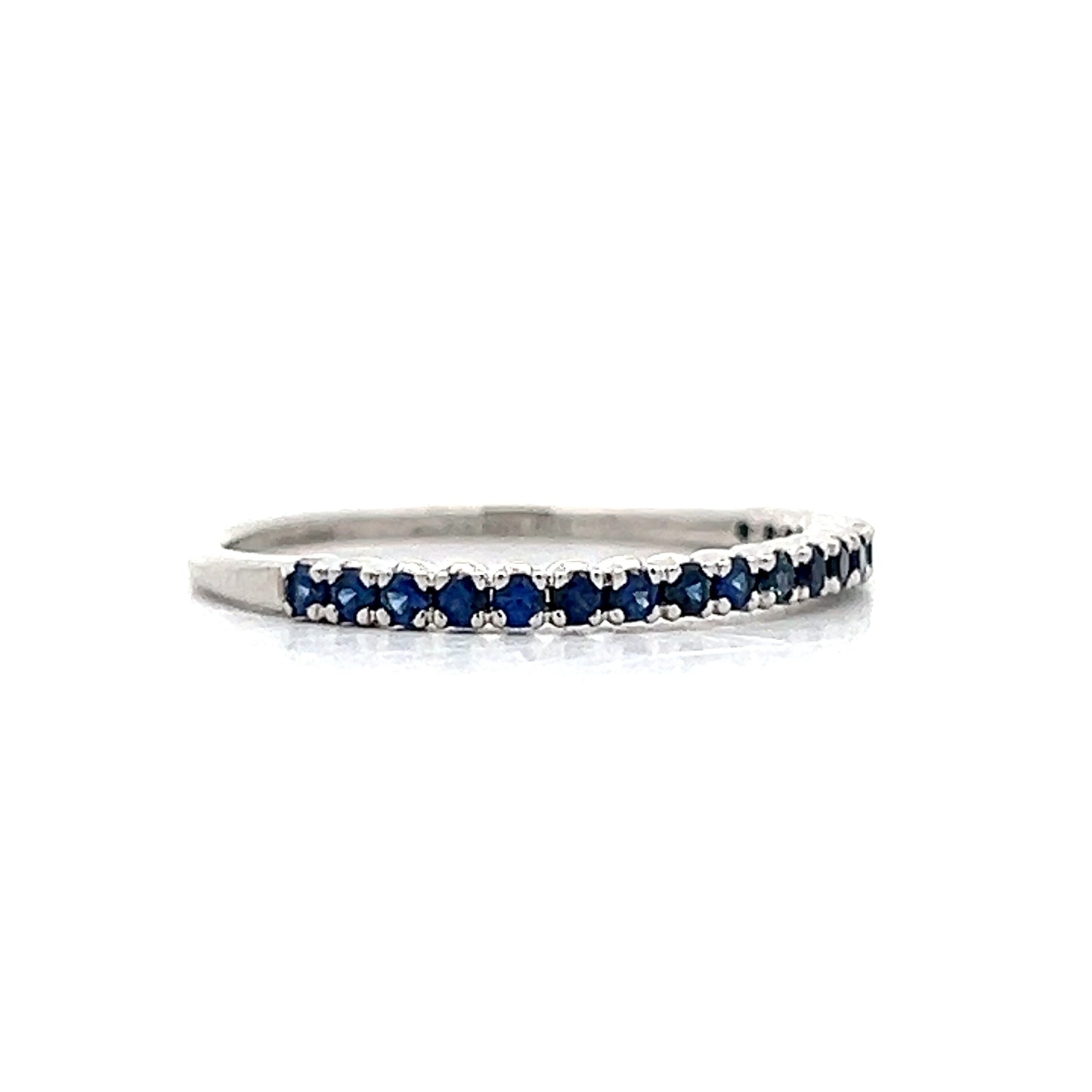 .28 Round Cut Blue Sapphire Wedding Band in 18k