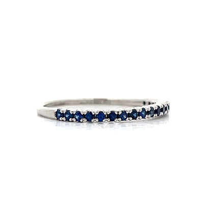 .28 Round Cut Blue Sapphire Wedding Band in 18k