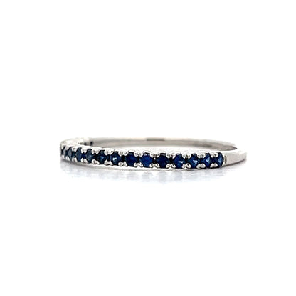.28 Round Cut Blue Sapphire Wedding Band in 18k