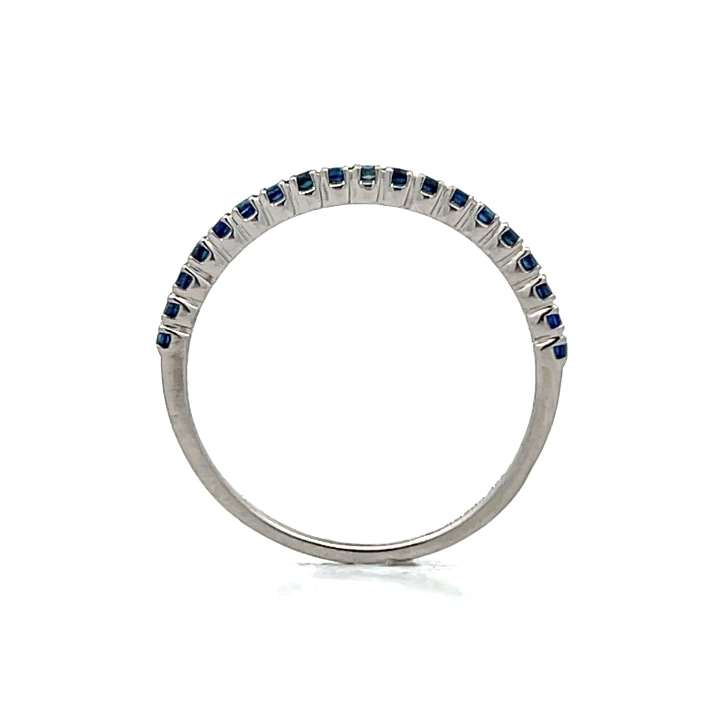 .28 Round Cut Blue Sapphire Wedding Band in 18k