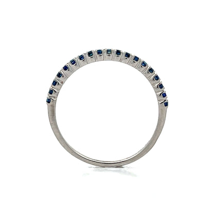 .28 Round Cut Blue Sapphire Wedding Band in 18k