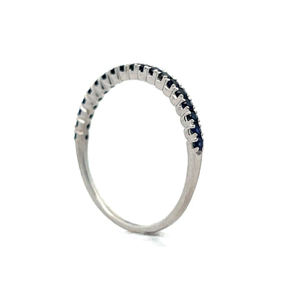 .28 Round Cut Blue Sapphire Wedding Band in 18k