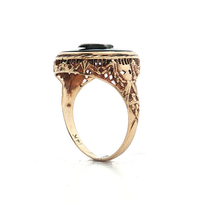 .015 Antique Diamond & Onyx Cocktail Ring 14k
