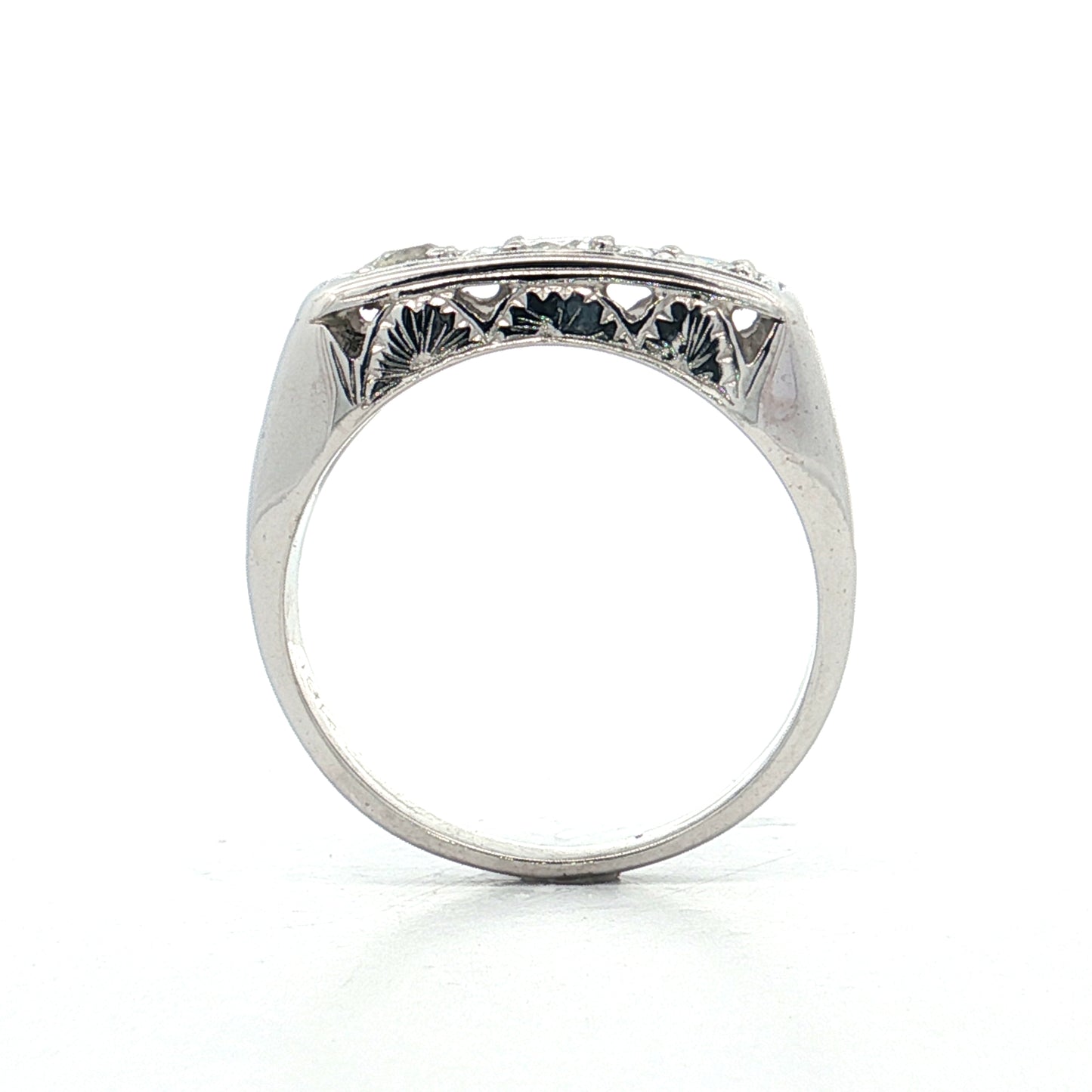 .63 Vintage Deco Three Stone Engagement Ring 18k