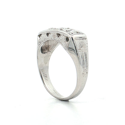 .63 Vintage Deco Three Stone Engagement Ring 18k