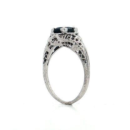 1.23 Oval Blue Sapphire Engagement Ring 18k White Gold