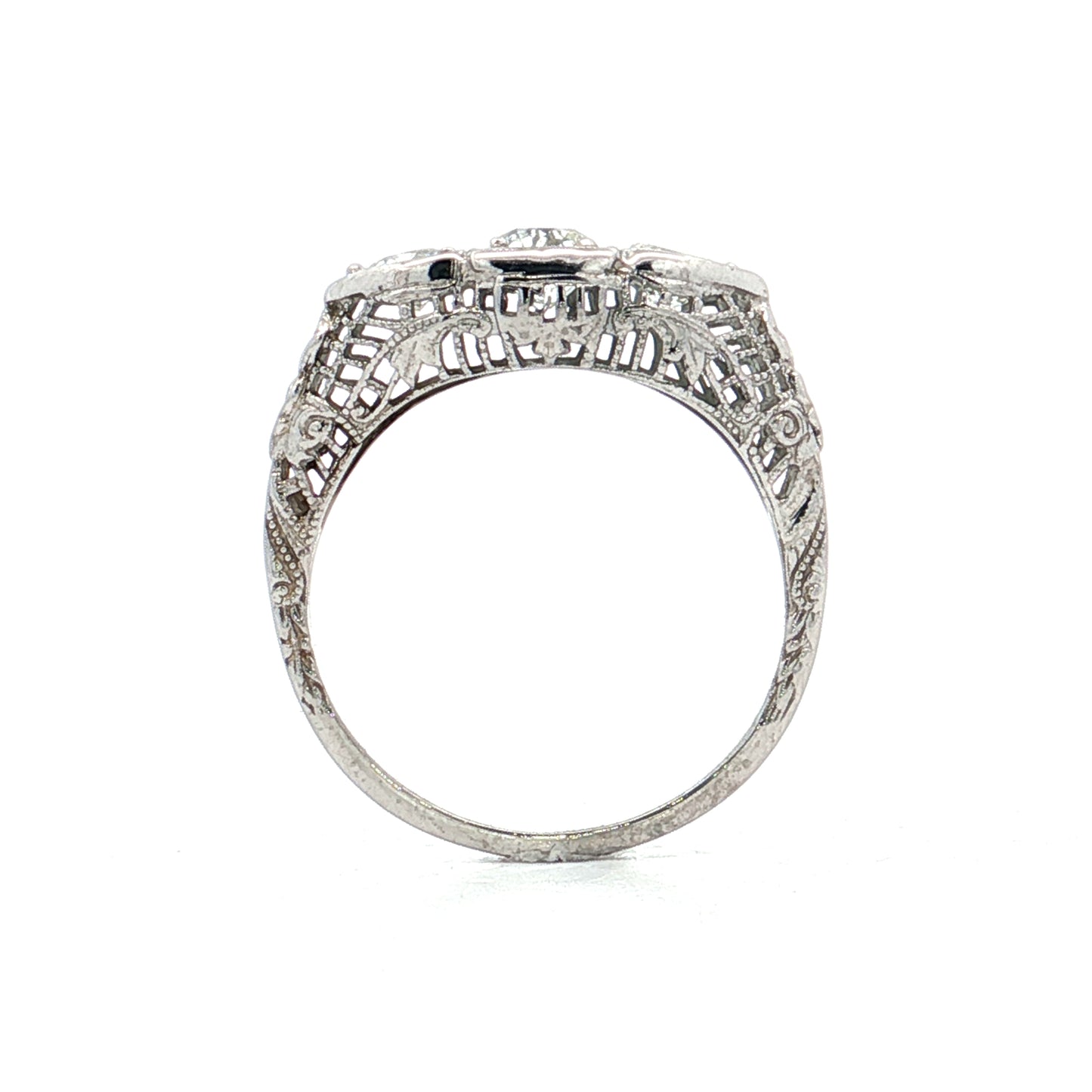 .80 Vintage Diamond Three Stone Engagement Ring 18k