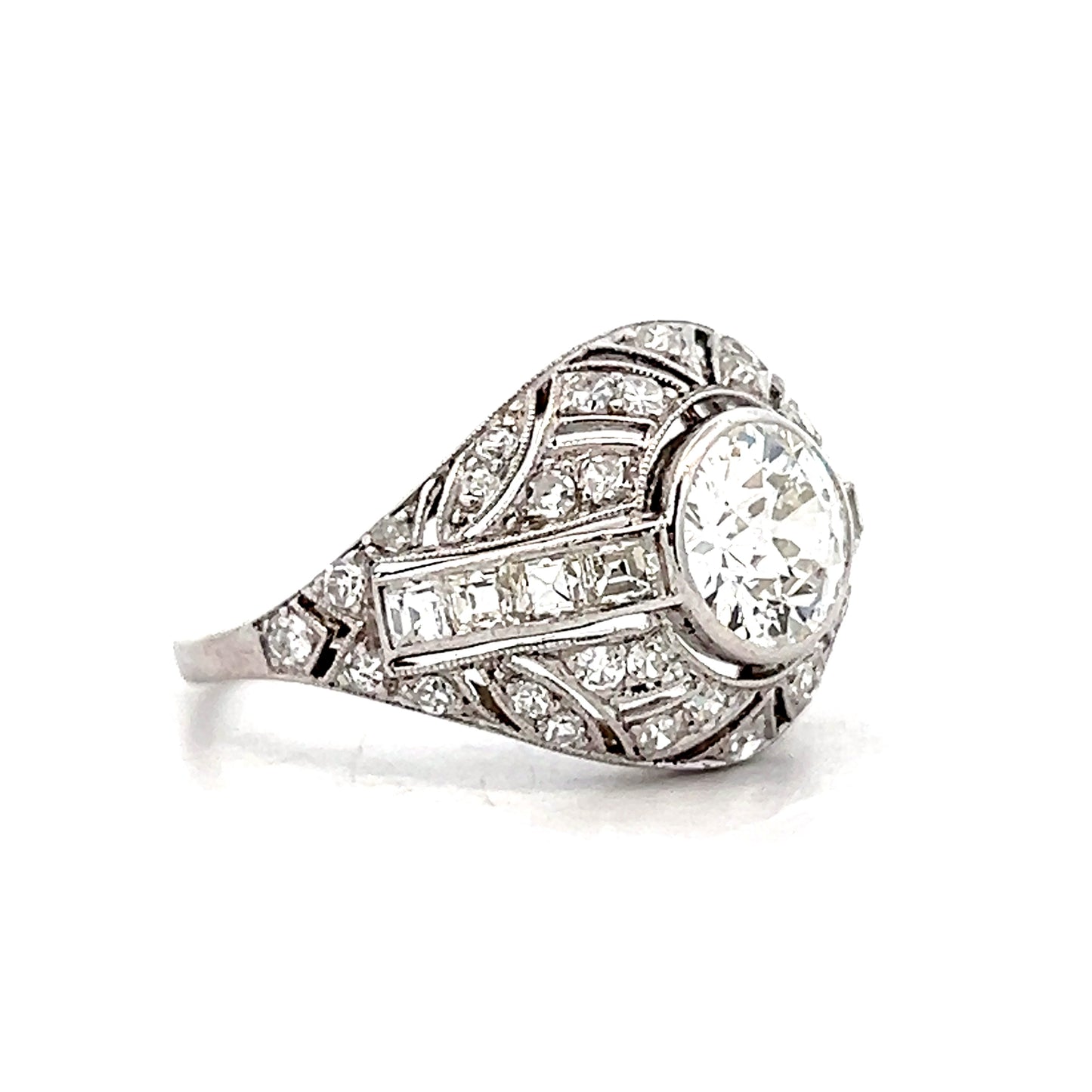 1.50 Vintage Deco Diamond Engagement Ring Platinum