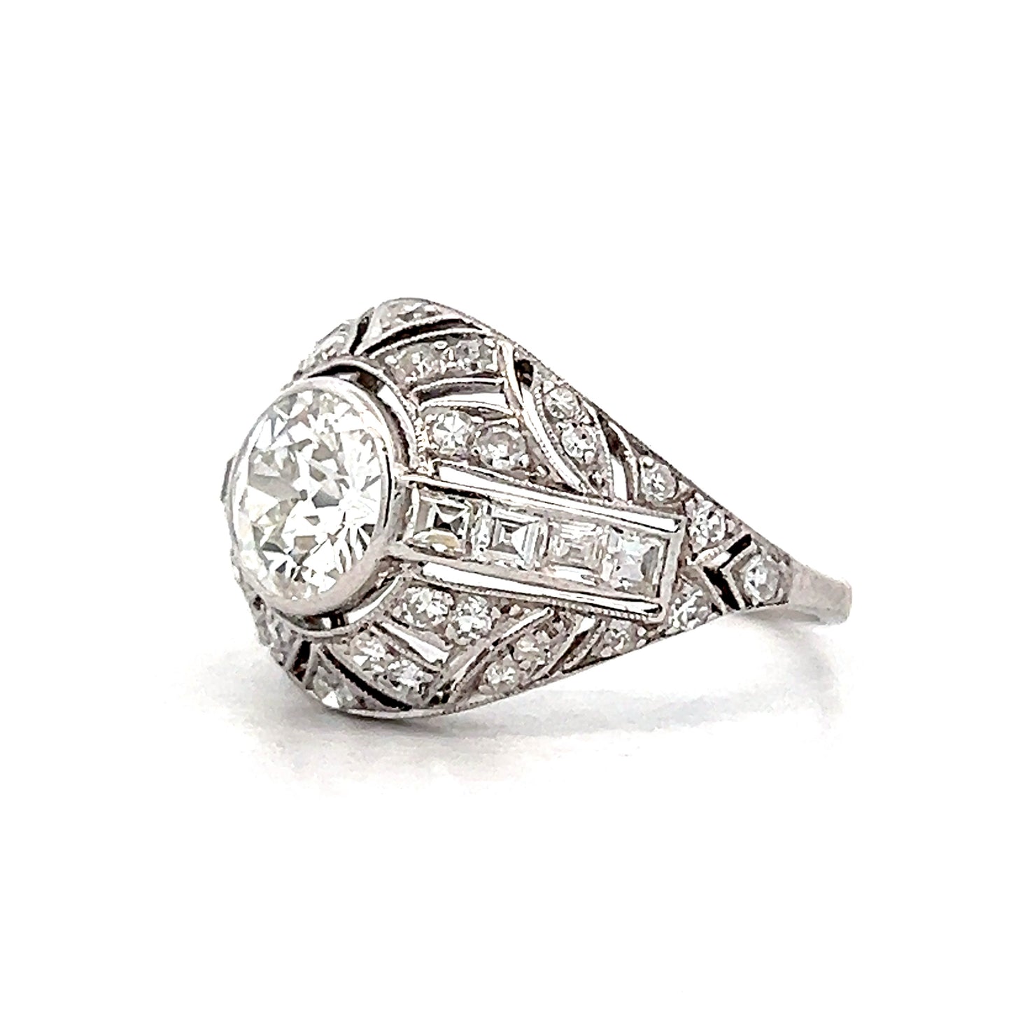 1.50 Vintage Deco Diamond Engagement Ring Platinum