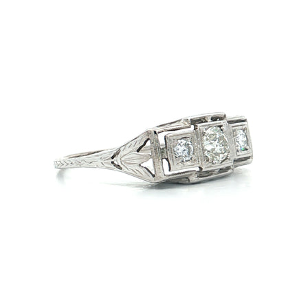 .47 Vintage Art Deco Three Stone Engagement Ring 18k