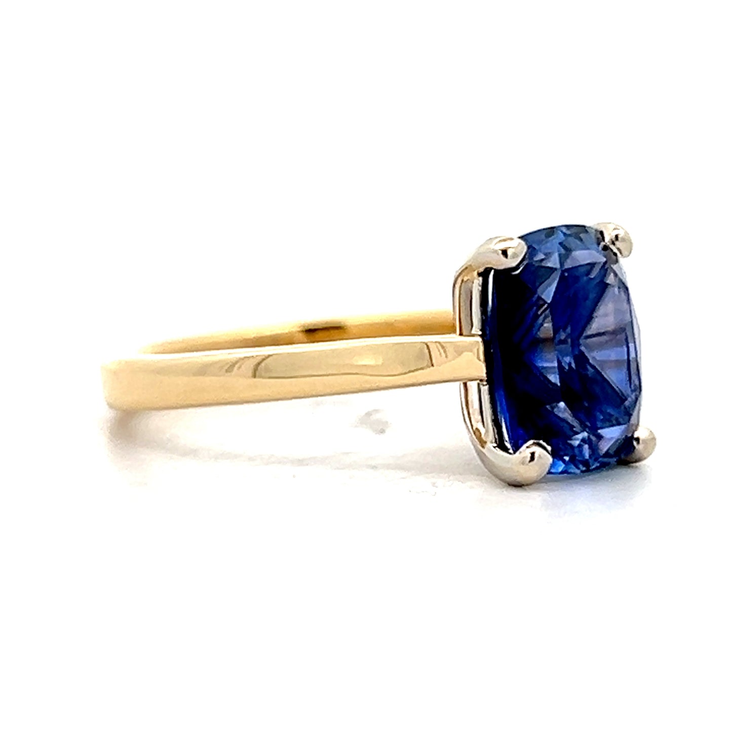 4.37 Cushion Cut Blue Sapphire Engagement Ring 18k