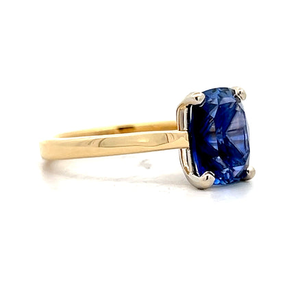 4.37 Cushion Cut Blue Sapphire Engagement Ring 18k
