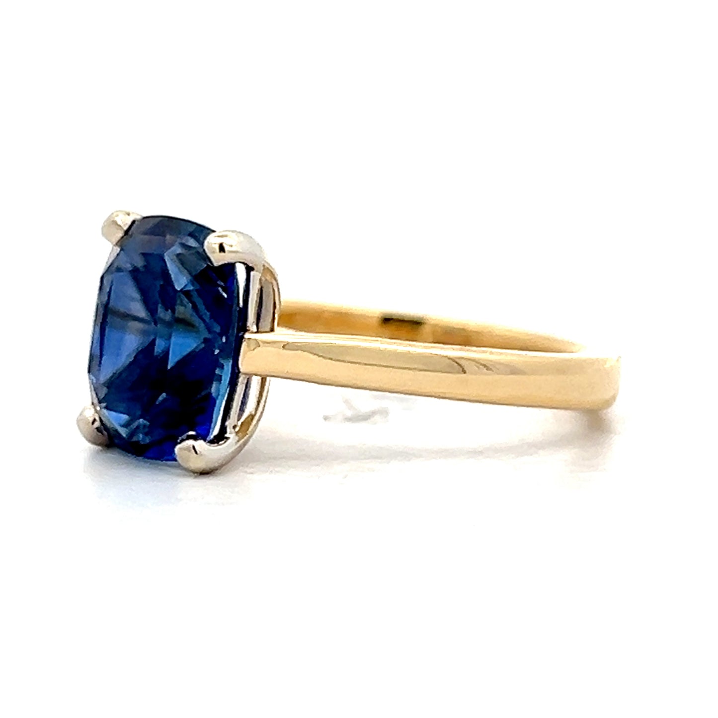 4.37 Cushion Cut Blue Sapphire Engagement Ring 18k