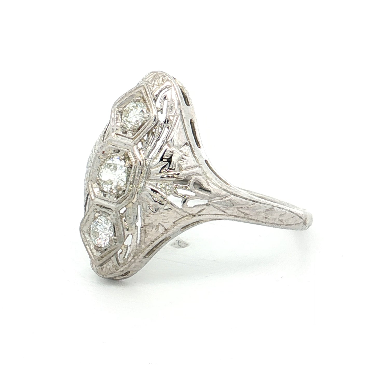 .25 Vintage Art Deco Three Stone Ring in 18k