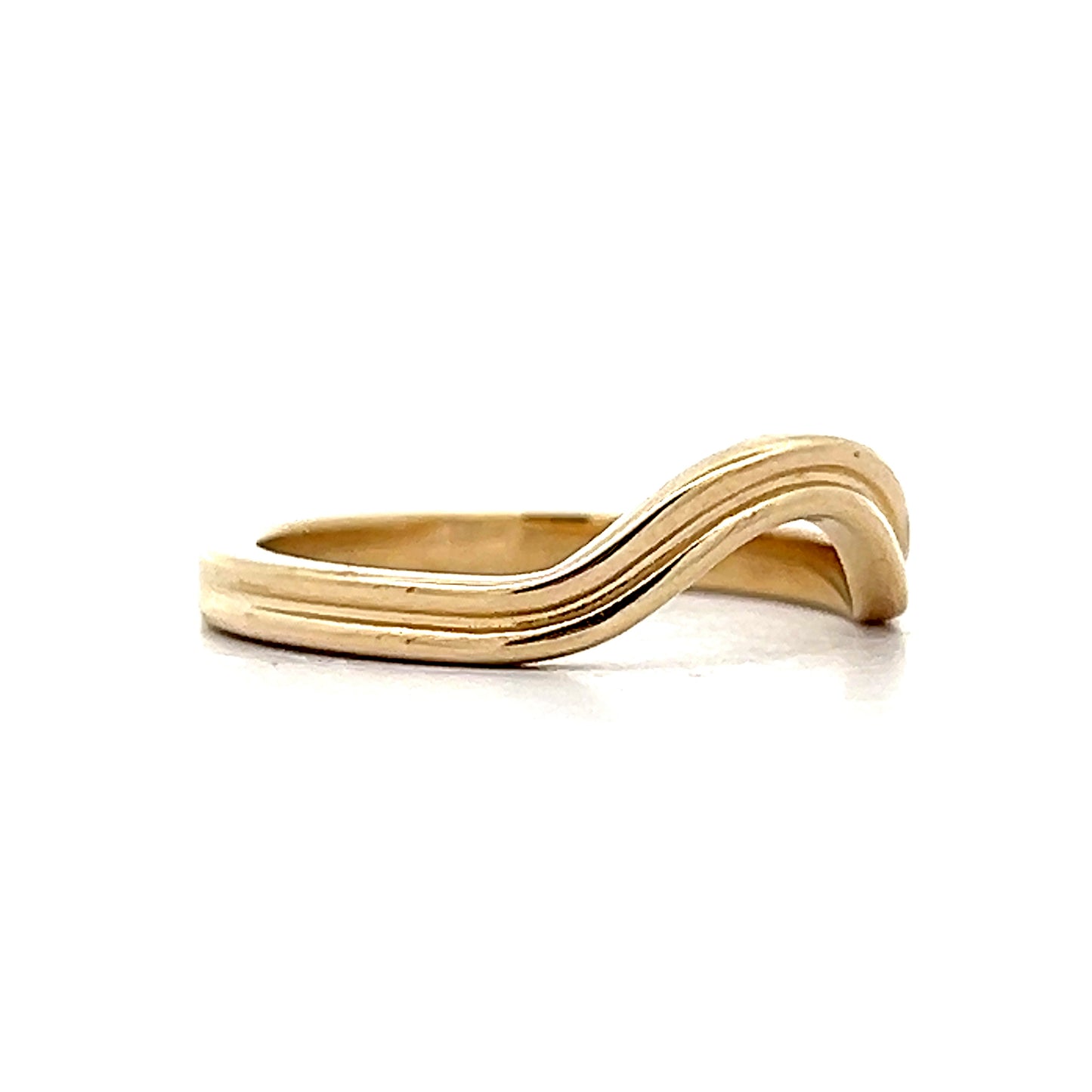 Double Ridged Contoured Wedding Band in 14k