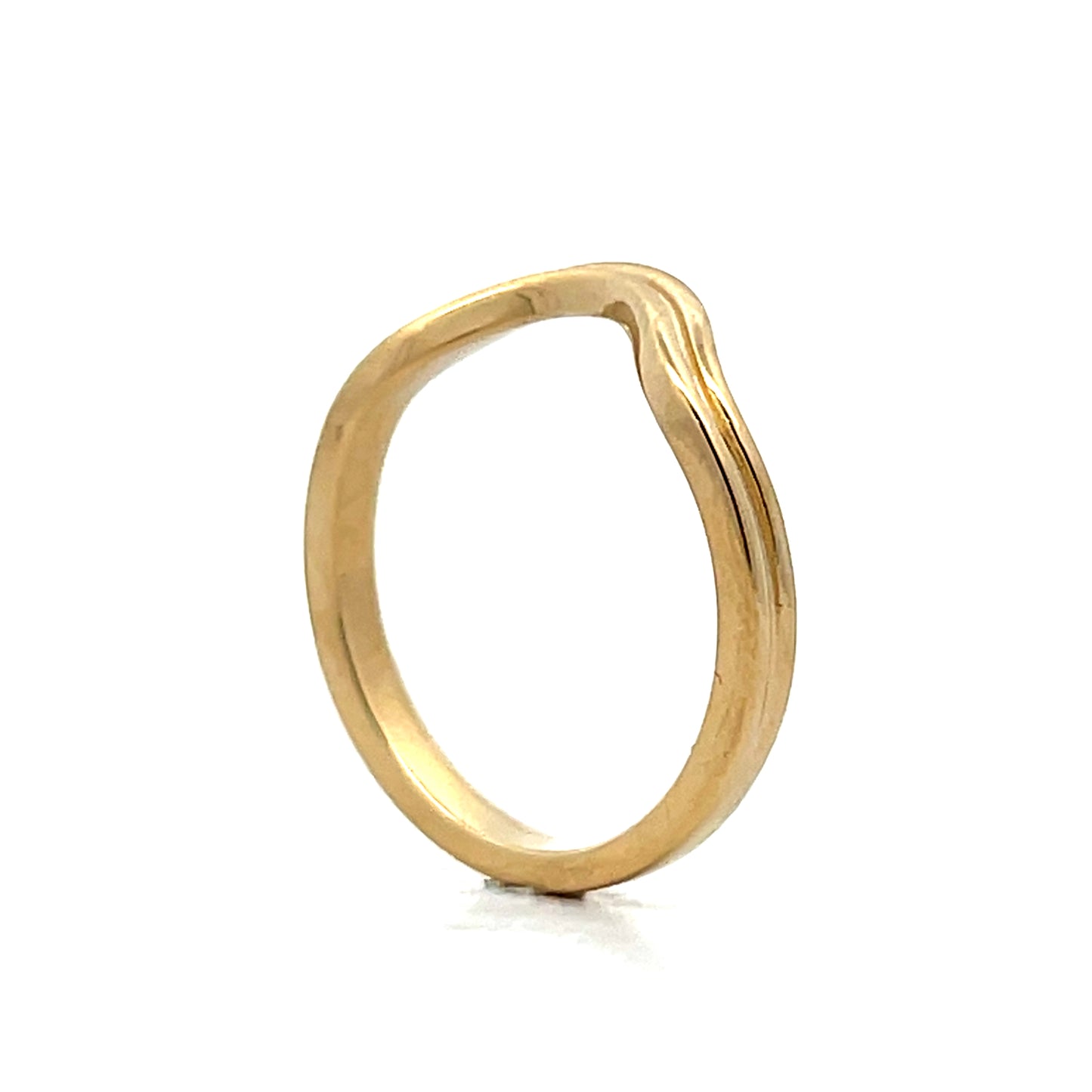 Double Ridged Contoured Wedding Band in 14k