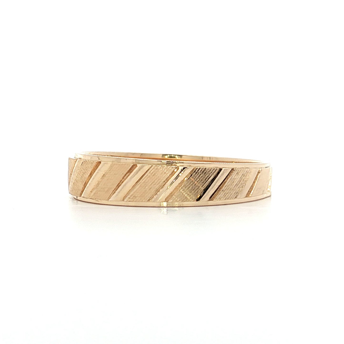 Mens 5mm Textured Wedding Band 14k Yellow Gold