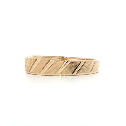 Mens 5mm Textured Wedding Band 14k Yellow Gold