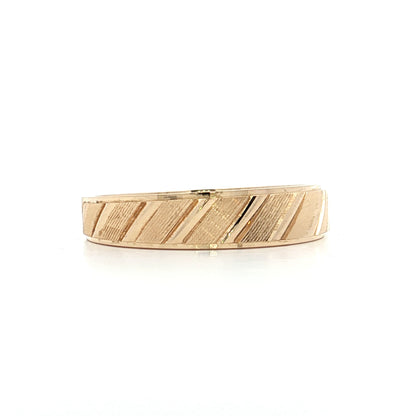Mens 5mm Textured Wedding Band 14k Yellow Gold