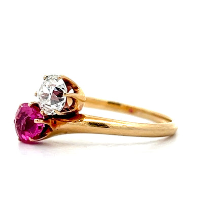 Antique Victorian Toi Et Moi Engagement Ring 14k
