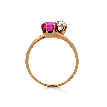 Antique Victorian Toi Et Moi Engagement Ring 14k