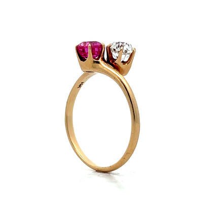 Antique Victorian Toi Et Moi Engagement Ring 14k