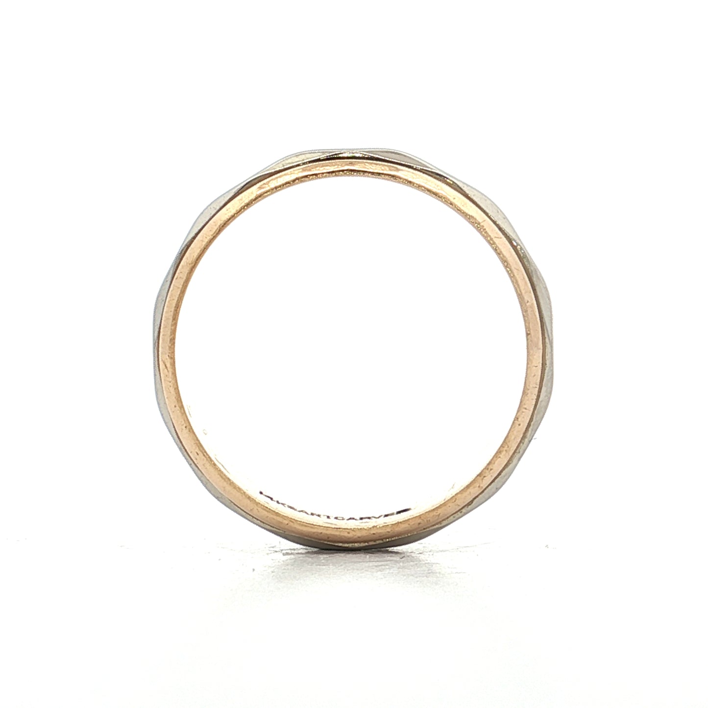 Mens Vintage 1940's Geometric Two-Tone Wedding Band 14k