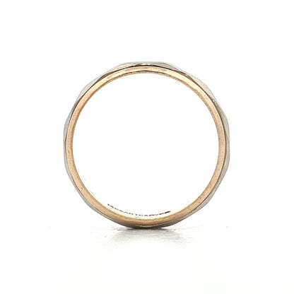 Mens Vintage 1940's Geometric Two-Tone Wedding Band 14k
