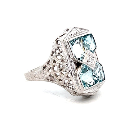 1.08 Antique Art Deco Shield Cut Aquamarine in 14k