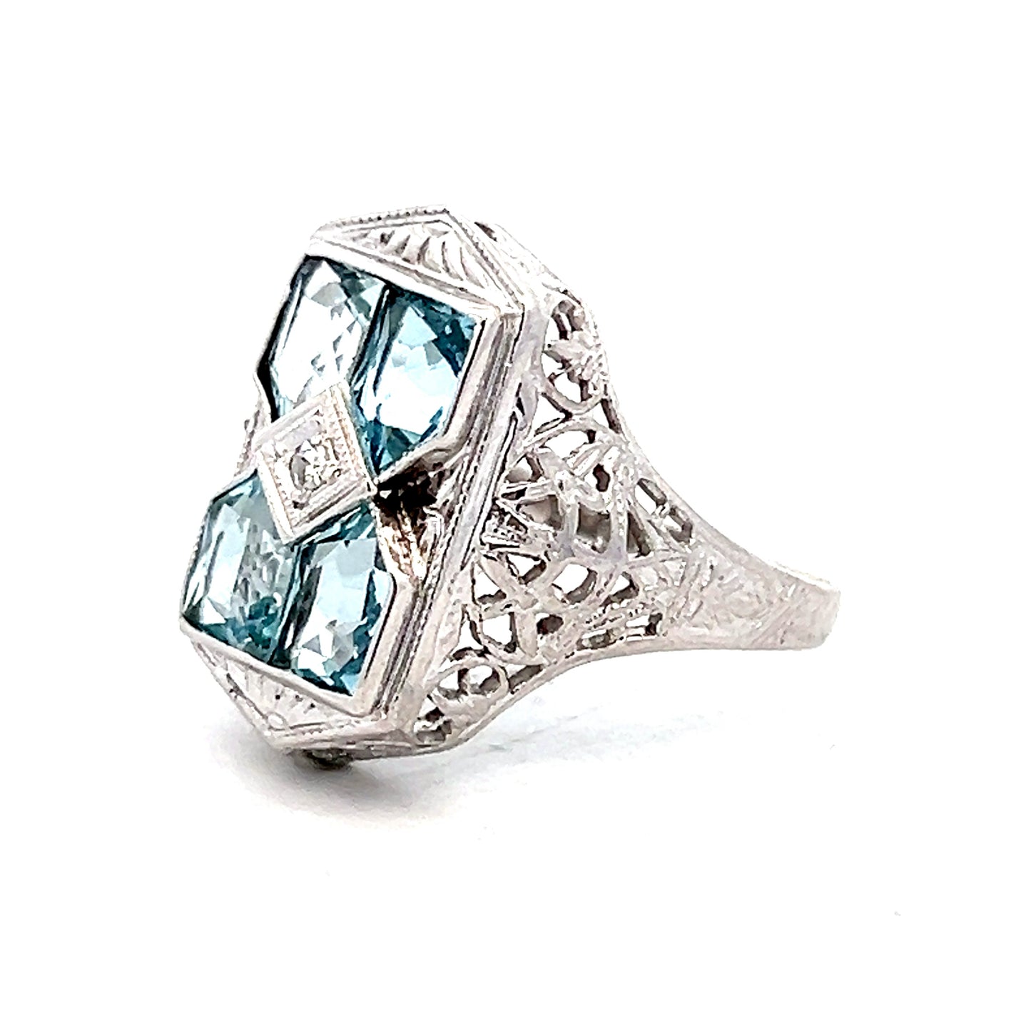 1.08 Antique Art Deco Shield Cut Aquamarine in 14k