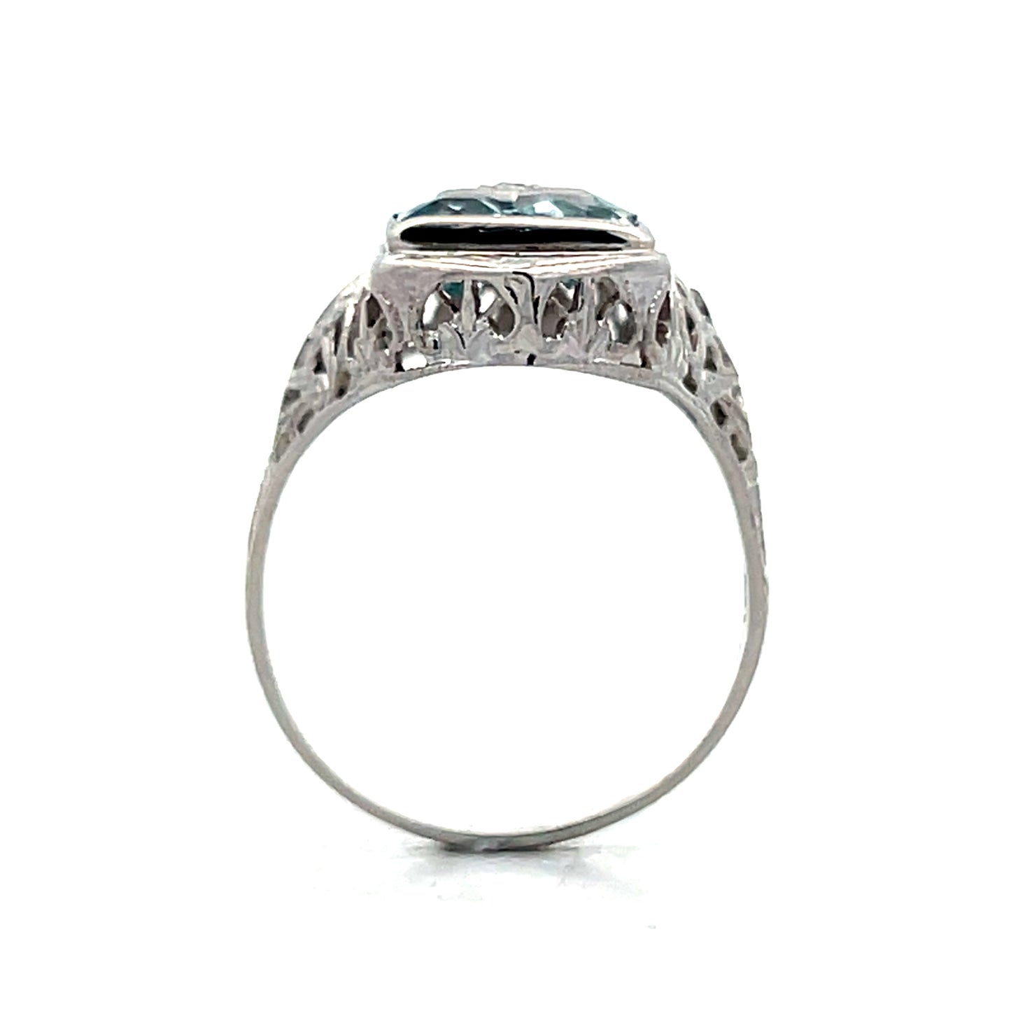 1.08 Antique Art Deco Shield Cut Aquamarine in 14k