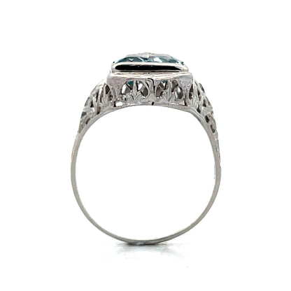 1.08 Antique Art Deco Shield Cut Aquamarine in 14k